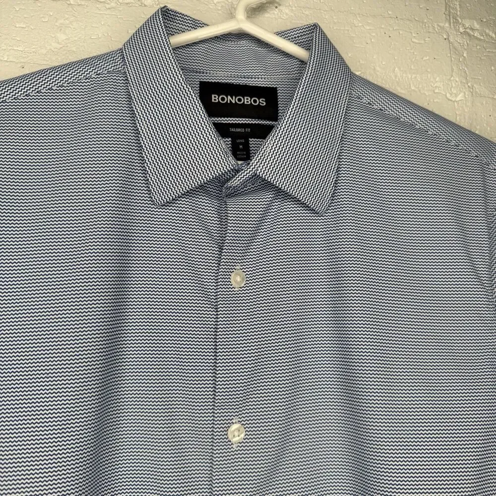 Bonobos Tech Short-Sleeve Button-Up Micro-Geometric Pattern M - Picture 3 of 6